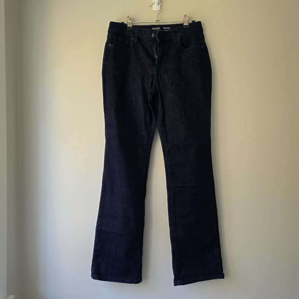AMAZON Boot Cut Jeans | Size 8 Short | Dark Rinse 5 Pocket Zip Fly LIKE NEW